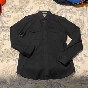 Express Black Button down, mk2 shirt fitted size M 15-15.5